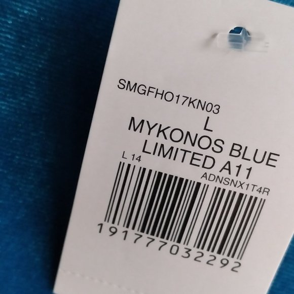 THE LIMITED Size L Mykonos BLUE Velvet Bell Sleeve Keyhole Tie Back Blouse ~New - Picture 10 of 12